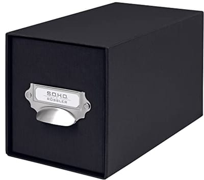 CD-ladenbox met Handvat en Beschrijfbaar Schild - Zwart, Ideaal voor Kantoor en Thuis