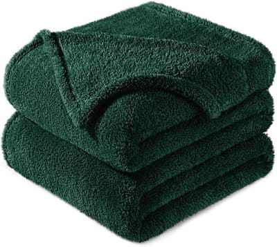 Luxe Fleece Sprei/Deken 230x270cm Donkergroen - Zacht en Warm voor Bank of Bed