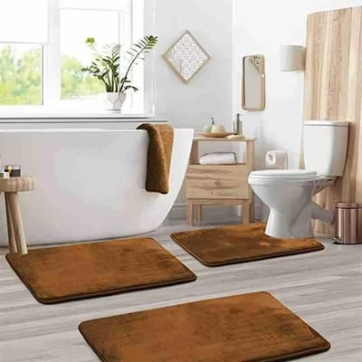 Badkamervloermat Toilet Driedelige Set Koraalfluweel Vloermat Speciaal voor Badkamer Absorberend en Antislip 40 * 50U