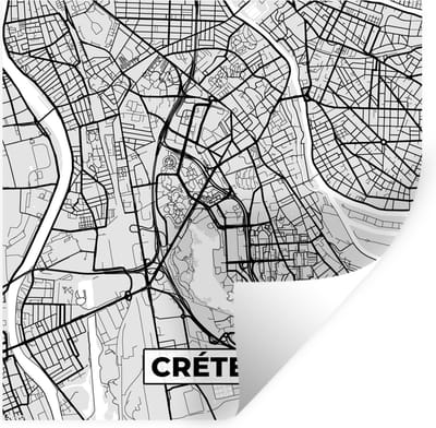 Muurstickers - Sticker Folie - Frankrijk - Créteil - Stadskaart - Plattegrond - Kaart - 100x100 cm - Plakfolie - Muurstickers Kinderkamer - Zelfklevend Behang XXL - Zelfklevend behangpapier - Stickerfolie