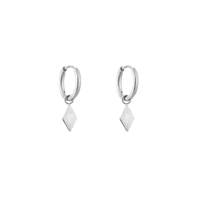 Minimalistische oorbellen ruitje - Stainless steel - Zilveren oorbellen - Oorhangers - Dames oorbellen - Oorbellen ruitje - Yehwang - 2,60 x 0,50 cm - Kerst sieraden - Kerst cadeau - Sinterklaas - Moederdag - Valentijn - Cadeau voor dames