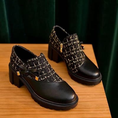 Dames Enkelschoenen Lente Mode Nieuwe Schoenen met Dikke Hak Zoet Wild Feeënachtig Kleine Leren Schoenen Strik Mary Jane Schoenen 39 zwart