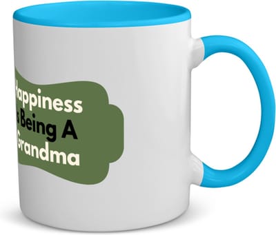 Akyol - happiness is being a grandma koffiemok - theemok - blauw - Oma - de liefste oma - verjaardag - cadeautje voor oma - oma artikelen - kado - geschenk - 350 ML inhoud