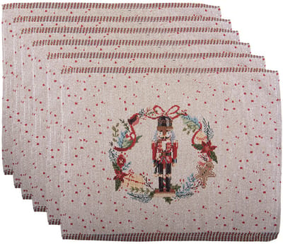 Clayre & Eef Placemats Set van 6 33x45 cm Beige Polyester