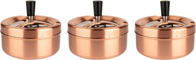 Draaiasbak - 3x stuks - rose goud - 13 cm - rond - drukasbak - draai asbak - stormasbak - Terrasasbak