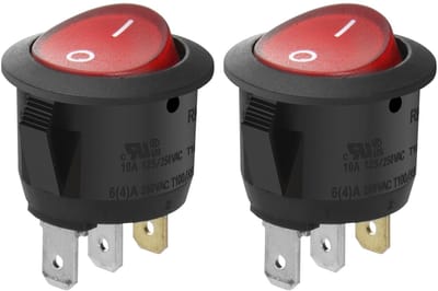 Allecto - Rocker Switch - 3-pins - Ideaal voor panelmontage - Rood - Aan-uit schakelaar - Voor gebruik in diverse toepassingen - 2 stuks