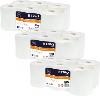 ELLIS Ecoline - Tweelaags cellulose papieren handdoek, duurzaam / 18 rollen