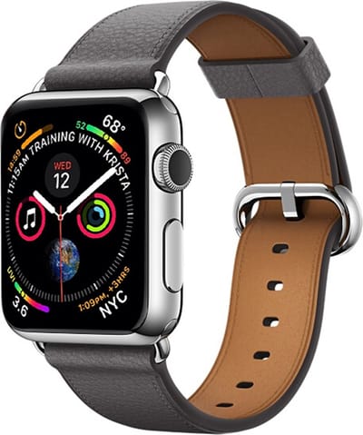 By Qubix - Geschikt voor Apple Watch bandje - Classic lederen bandje - Grijs - Geschikt voor Apple Watch 38mm / 40mm / 41mm / 42mm - leren smartwatchbandje - Horlogebandje