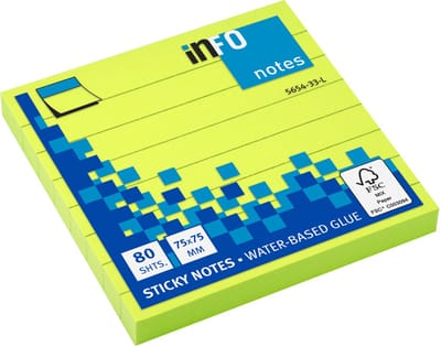 Info sticky notes - Brilliant - 80 vel - 75x75mm - gelinieerd - groen - IN-5654-33-L