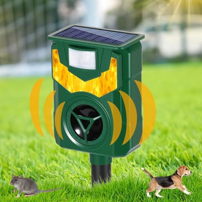 Ultrasone Dierafschrikker voor de Tuin met PIR Sensor en Oplaadbare USB - Waterdichte Kat- en Vogelafschrikker voor Buitengebruik