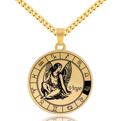 Sterrenbeeld Maagd (Virgo) Ketting Goudkleurig - Roestvrij Staal Zodiac Talisman - Stainless Steel - 60cm - Pax Amare