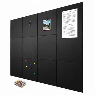 Vilten prikbord - set van 12 - 30x30 cm - zelfklevend - zwart