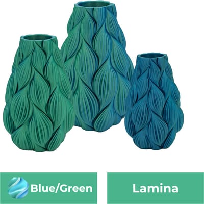 Lamina moderne vaas – Decoratieve vaas - Blauw / Groen - 3d geprinte vaas – geschikt voor droogbloemen - 20CM