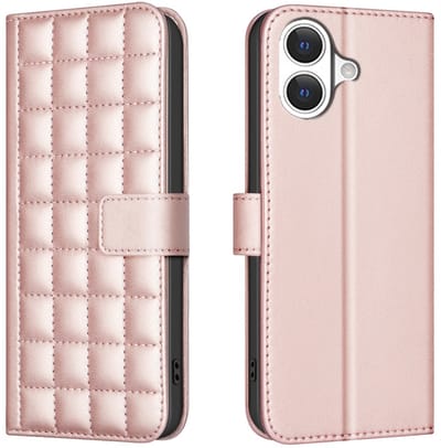BINFEN Hoesje - Geschikt voor iPhone 17 Hoesje - BINFEN Square Color Book Case - Rose Gold