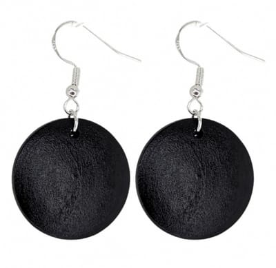 Zilveren oorhangers hout zwart 3 cm Tordis -Charme Bijoux