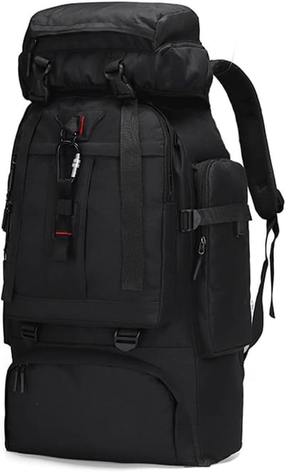 Wishdor Tactische Backpack XXL (70x35x20 cm) - Militaire Rugzak voor Trekking & Survival - 80L Max Capaciteit - Waterafstotend - Zwart
