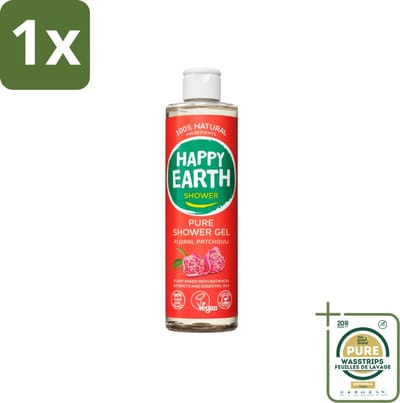 1 x Happy Earth – Douchegel – 100% Natuurlijk Floral Patchouli – 300 ml- Douchegel - Natuurlijke Douchegel - Vegan Douchegel - Patchouli Douchegel - Bloemige Douchegel
