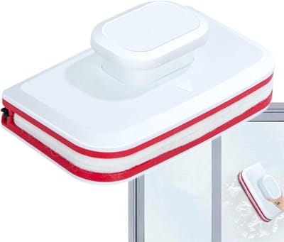 Magnetische raamreiniger, rechthoekige dubbelzijdige glasborstel, magnetische glasreinigingsgereedschap met brede handgreep, efficiënt ruitenwasapparaat voor thuis, kantoor, appartement, balcony，Geschikt voor 3-8 mm
