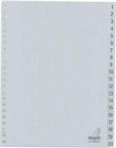 Tabbladen Kangaro 23-gaats G420CM 1-20 genummerd grijs PP - 25 stuks