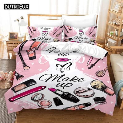 Nordic Cosmetische Mode Meisje Parfum Beddengoed Set Luxe Dekbedovertrek 200x200 Roze Beddengoed Beddengoed GEEN Laken EU single(135x200cm)