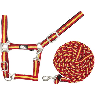 Nylon halster voor paard met leer en lijn Supreme