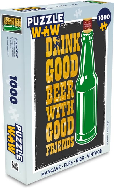 Puzzel Mancave - Fles - Bier - Vintage - Legpuzzel - Puzzel 1000 stukjes volwassenen