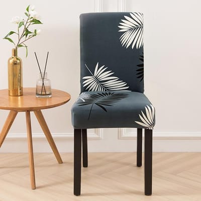 Afdrukken van elastische stoelhoezen Stofdicht wasbaar afneembare stoelhoezen Beschermend voor bruiloft Woonkamer Hotel Banketkantoor 1-PCS black
