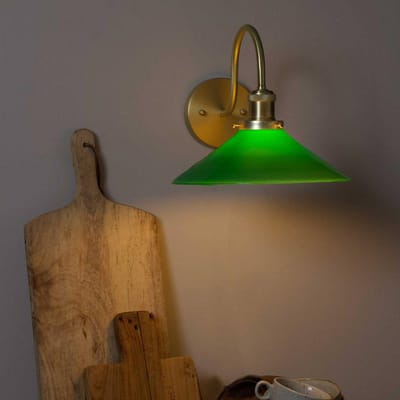 PR Home wandlamp August, goudkleurig/groen, hoogte 25 cm, E27