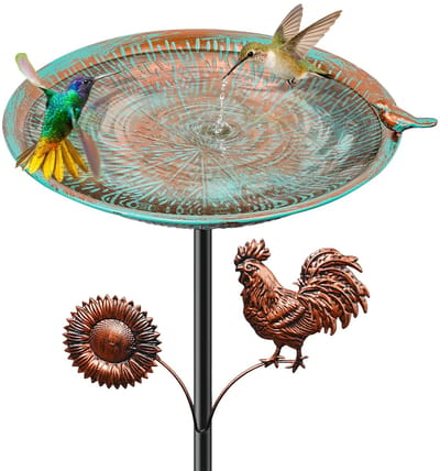 vogelbad voor buiten, vintage vogelbad met afneembare voederbak, gemakkelijk te reinigen vogelvoedertrechter voor de tuin, binnenplaats en gazon als decoratie (retro cyaan)