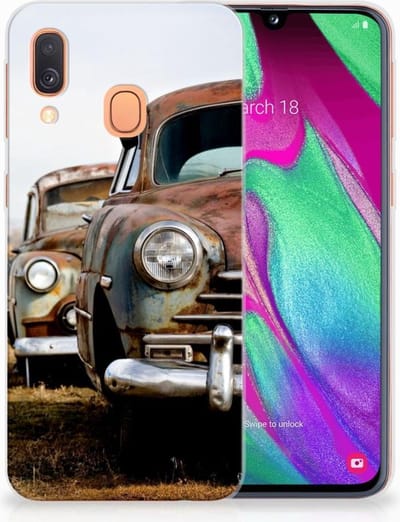 Samsung Galaxy A40 Siliconen Hoesje met foto Vintage Auto