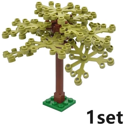 MOC Brique Usine Arbre DIY Forêt Pièces Tronc Palmier Feuille de Pin Axé sur l'Apprentissage Blocs de Construction Figurines Noël Présentant Plaque Jouet Enfant
