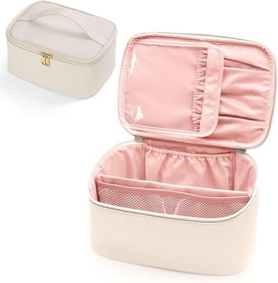 Grote Toilettas voor Vrouwen, Waterdichte Reistas met Verwijderbare Scheidingswand, Make-up Organiser, 24 x 16.5 x 12 cm, Ideaal voor Reizen en Brush Bag