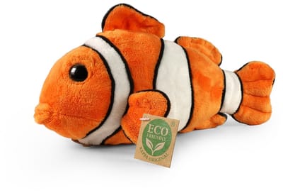Rappa ECO knuffel clown vis / Nemo 25 cm - realistische knuffel van recyclede PET flessen - oranje, wit