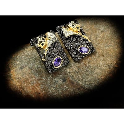 Nieuwste Schattige Kat Oorbellen Zoet Meisjes Hart Huisdier Paarse Zirconia Oorbellen Voor Vrouwen Verjaardagsfeest Sieraden beige
