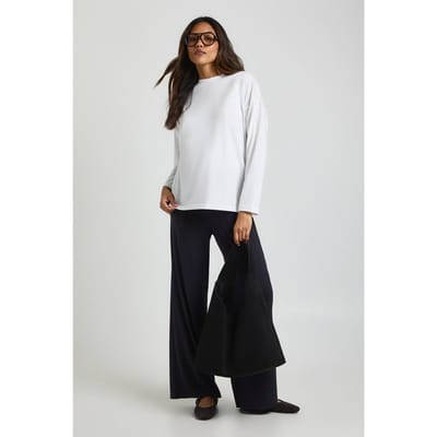 boohoo Dames Zwangerschaps superzachte elastische joggingbroek met wijde pijpen | Black | Maat: 8