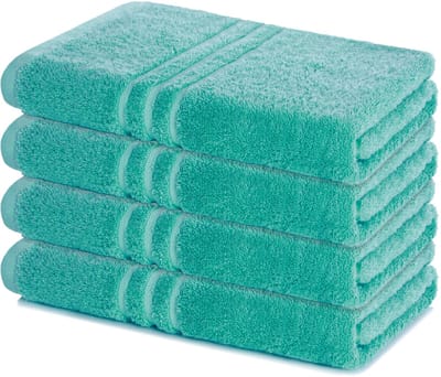 Lavea® Set van 4 handdoeken 70x140 cm – 100% katoen – Zacht en absorberend – Ideaal als badhanddoek, badlaken of handdoek voor dagelijks gebruik – Turkoois