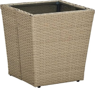 Bijzettafel Tuin - Balkon Terras Tafel - Buiten Ontspannen - Weerbestendig PE-rotan - 41x41x44 cm - Beige Transparant