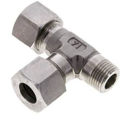 16S & R1/2'' RVS L-vorm Snijringkoppeling Buitendraad 400bar ISO 8434-1