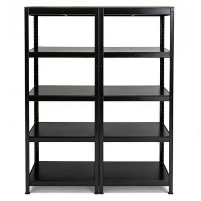 Opbergrek 2-delige 50 x 100 x 200cm, zwart set staand opbergrek met 5 lagen planken, stevig metalen frame, elke plank kan tot 120 kg dragen, geschikt voor garage, kelder en keuken