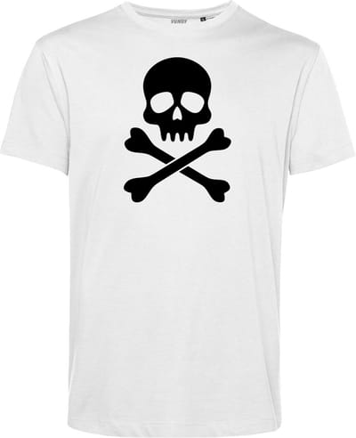 T-shirt Pirate Skull | Halloween Kostuum Volwassenen | Halloween | Foute Party | Wit | maat XS