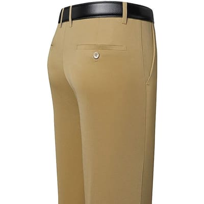 Herenbroeken Zomer Dunne Zakelijke Casual Broeken Klassiek Effen Kleur Elastisch Comfortabel Los Recht Herenkleding 41 beige
