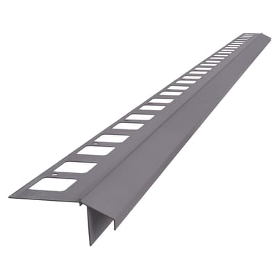 Renoplast® Aluminium Dakrandprofiel K100R 200 cm Grijs - Afwerking Van Terrassen En Balkons - Tegelvloeren Op Lijmmortel - Waterafvoersystemen Hoekprofiel - Corrosiebescherming Balkonprofielen