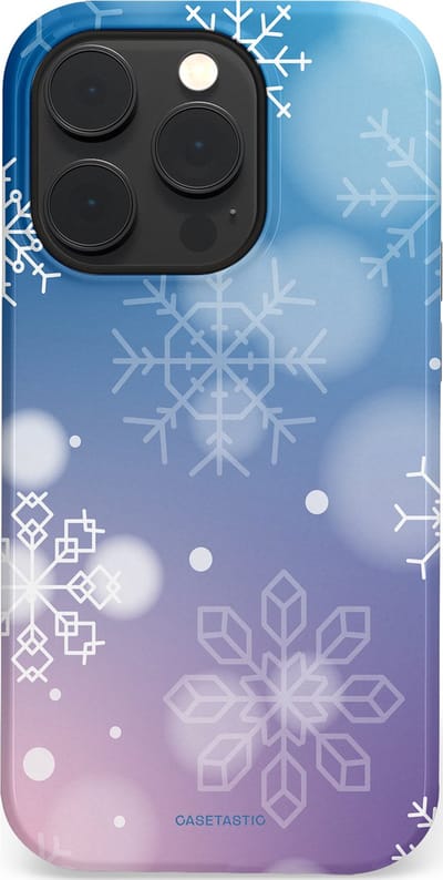 Casetastic hoesje geschikt voor Apple iPhone 14 Pro - MagSafe - Dubbellaagse bescherming - Winterse Sneeuwvlokken - Fashion Case - Lichtblauw Lavendel Lichtgrijs Lichtroze