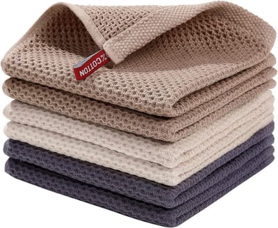 JGS ® Theedoeken, 100% katoen, set van 6, 30 x 30 cm, zachte theedoeken, keukenhanddoeken, absorberend, keukendoeken, dikke premium vaatdoek, vaatdoeken, poetsdoeken, gemengde kleur