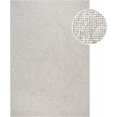 Muratap Lora plus laagpolig effen vloerkleed geweven design beige creme- 80x150 cm