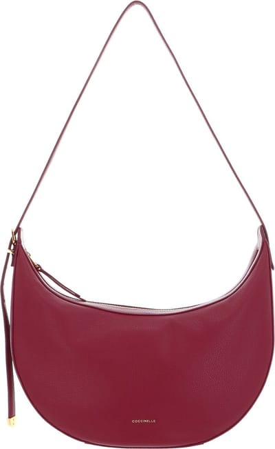 COCCINELLE Leren Schoudertas Coccinelle Gleen Handbag Grained Leather Garnet Red Wijnrood