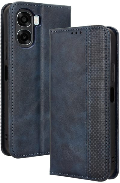 Coverup Hoesje - Geschikt voor OPPO A6x 4G / 5G Hoesje - Coverup Vintage Style Book Case - Blauw