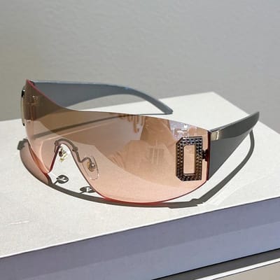 Nieuwste Trends Y2K Zonnebrillen Dames Heren Mode Punk Frameloze Zonneklep Zonnebril Designer Eendelig Glas Sportbril UV400 white