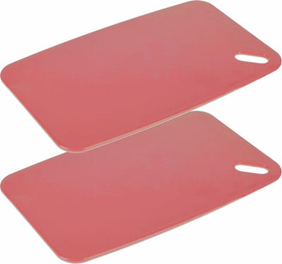 Excellent Houseware Snijplank - 2x - rood - Kunststof - 24 x 15 cm - voor keuken/voedsel