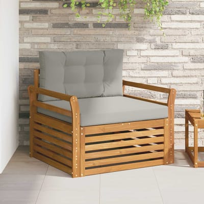 vidaXL Tuinbank Massief Acaciahout en Polyester Naturel en lichtgrijs